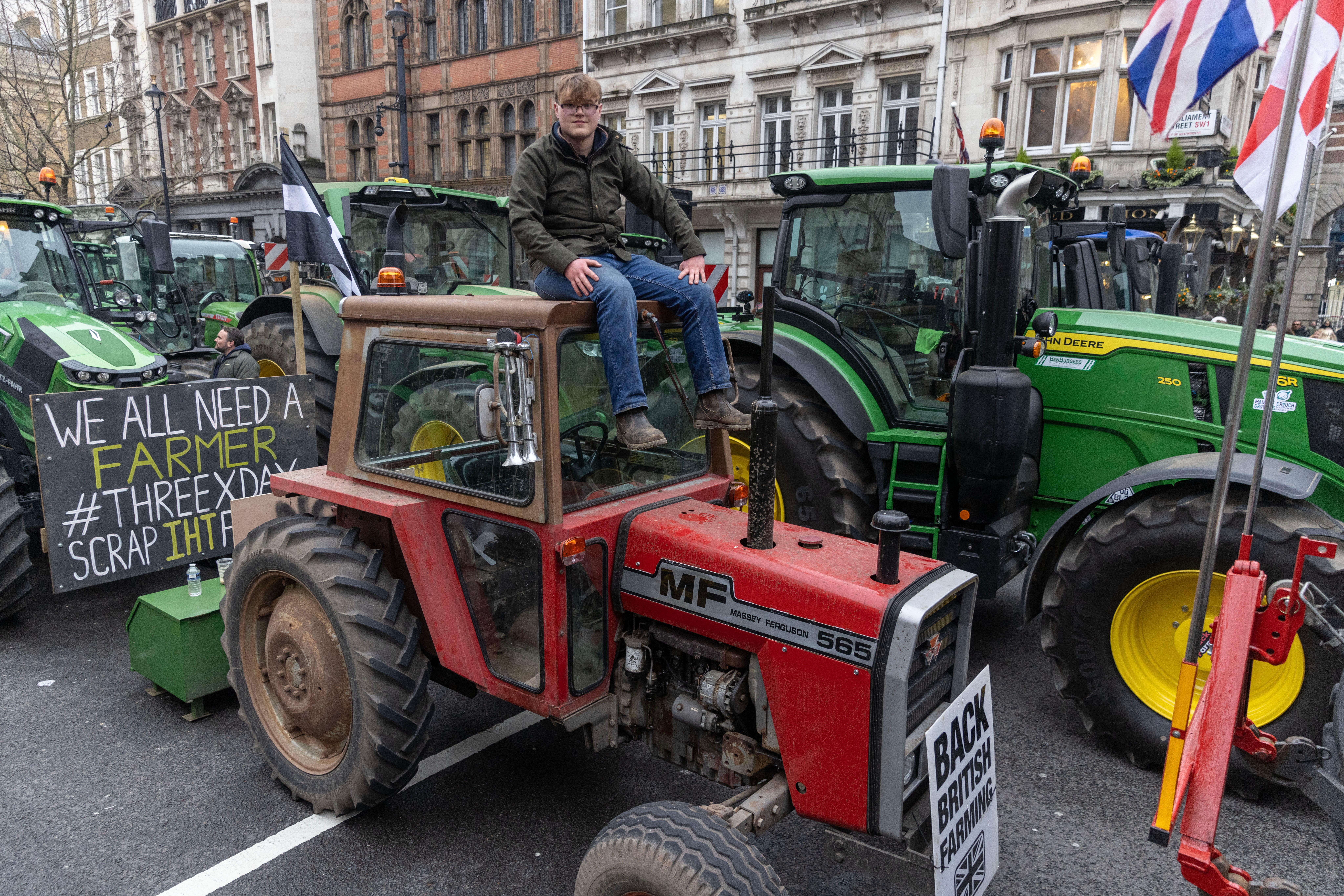 Farmers protesting in Westminster.